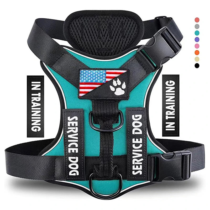 Reflective Service Dog Vest Harness With Five Patches