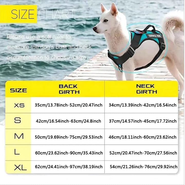 Reflective Service Dog Vest Harness With Five Patches