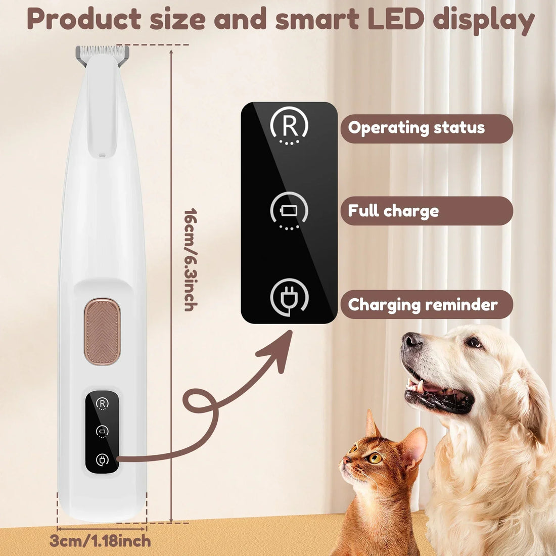 Waterproof Dog Paw Trimmer With LED Display Light