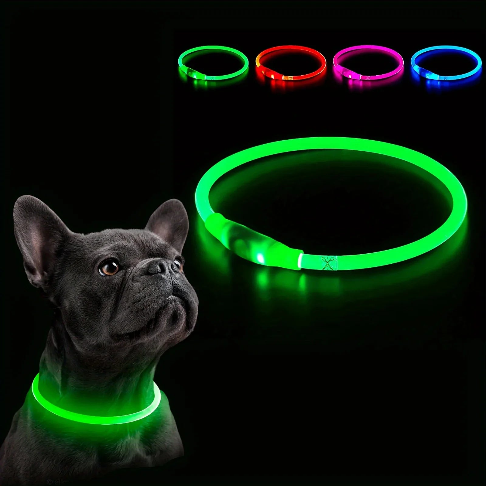 LED Light Dog Collar USB Rechargeable Luminous Safety
