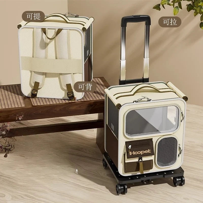 Rolling Cat Carrier With Wheels For Large Pets
