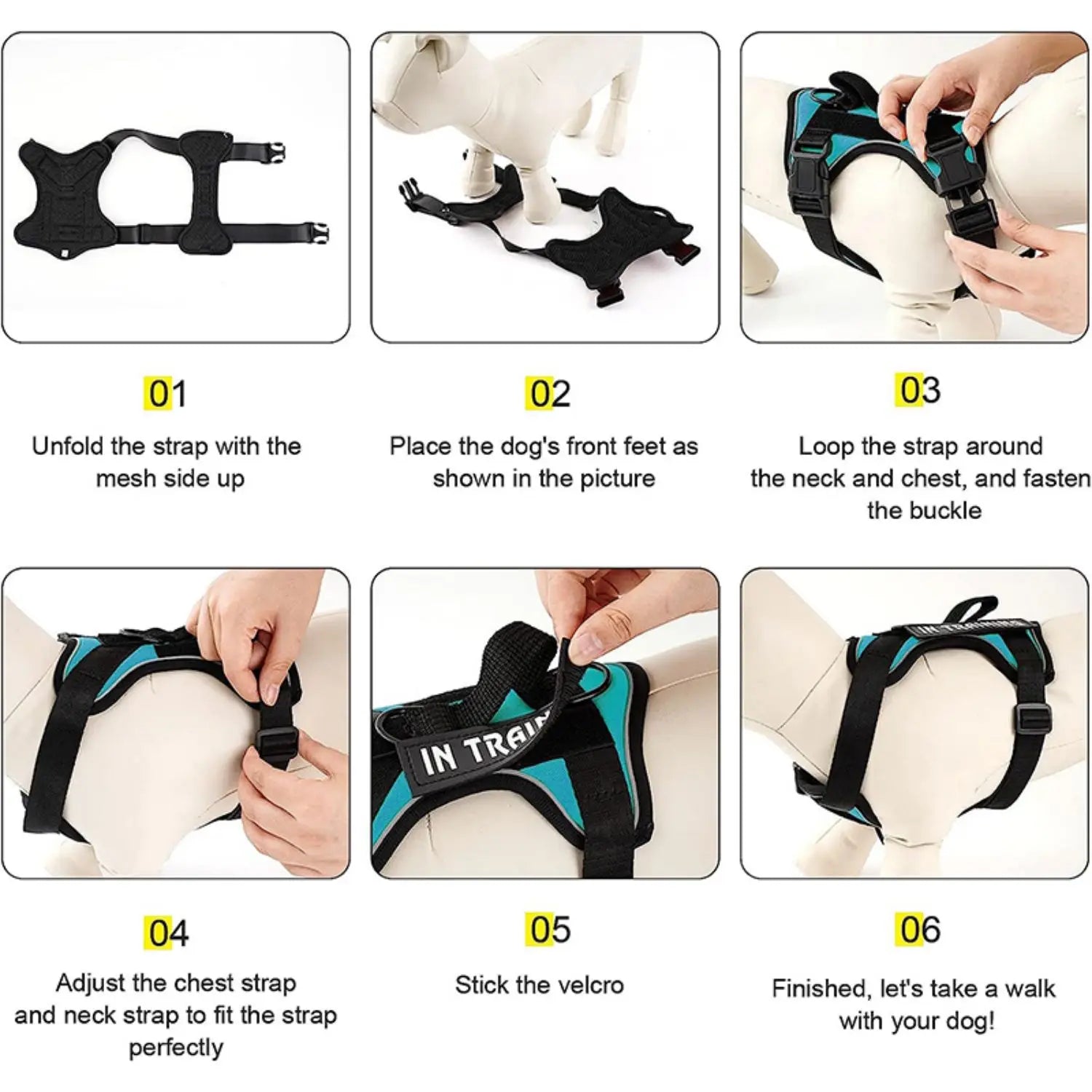 Reflective Service Dog Vest Harness With Five Patches