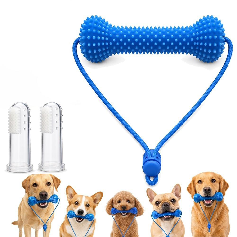 Dual-Action Dog Dental Chew Toy Toothbrush Cleaner