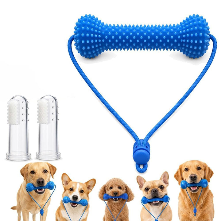 Dual-Action Dog Dental Chew Toy Toothbrush Cleaner