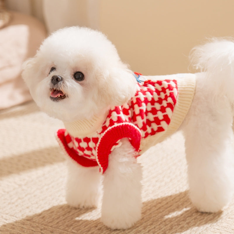 Cute Cherry Knitted Turtleneck Sweater For Small Dogs