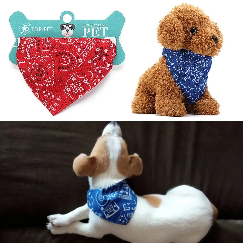 Adjustable Cotton Triangle Pet Bandana Scarf For Dogs