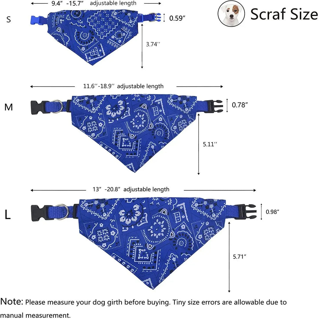 Adjustable Cotton Triangle Pet Bandana Scarf For Dogs