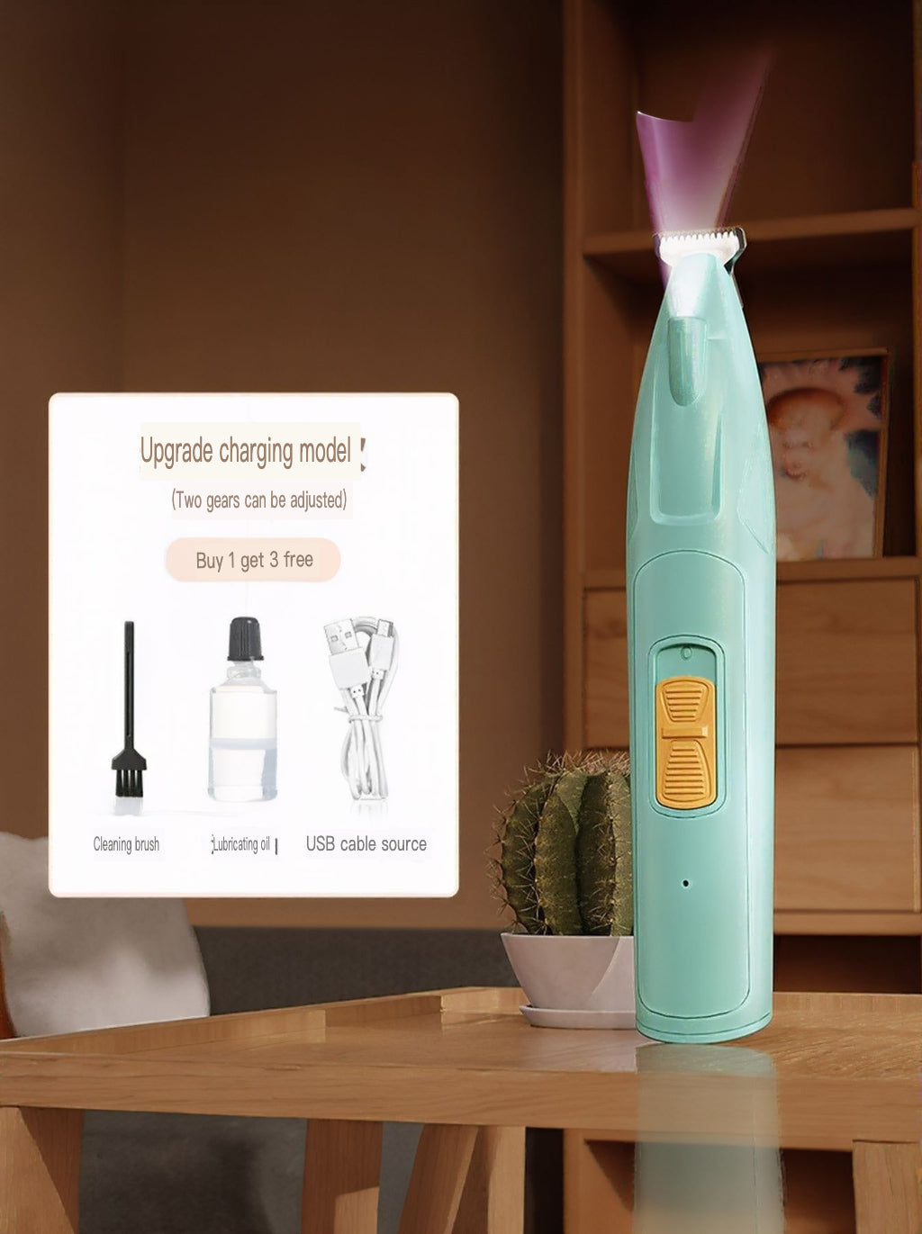Rechargeable LED Pet Paw Trimmer Low Noise Grooming