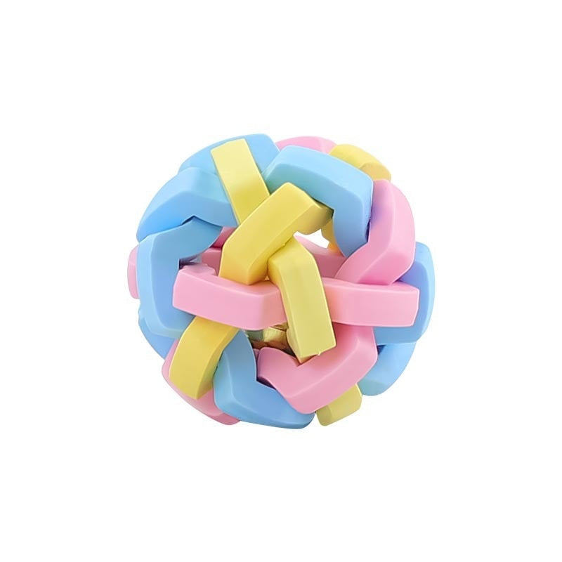 Colorful Woven Pet Toy Ball With Bell