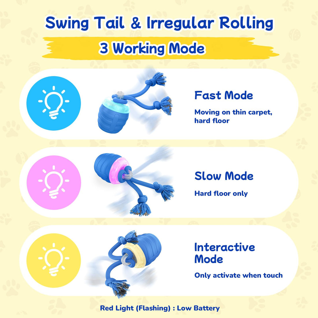 Interactive Automatic Rolling Dog Ball With Rope Toy