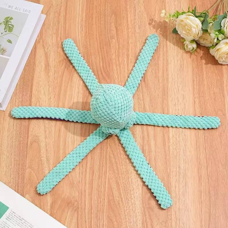 Squeaky Six-Legged Octopus Plush Chew Toy Pets