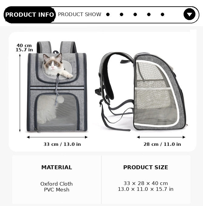 Large Ventilated Pet Backpack Carrier For Small Animals