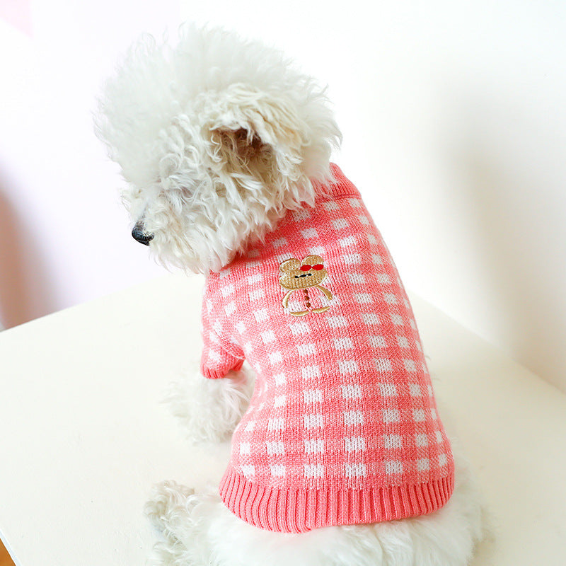Bowknot Hollow Knit Sweater Costume For Dogs Cats