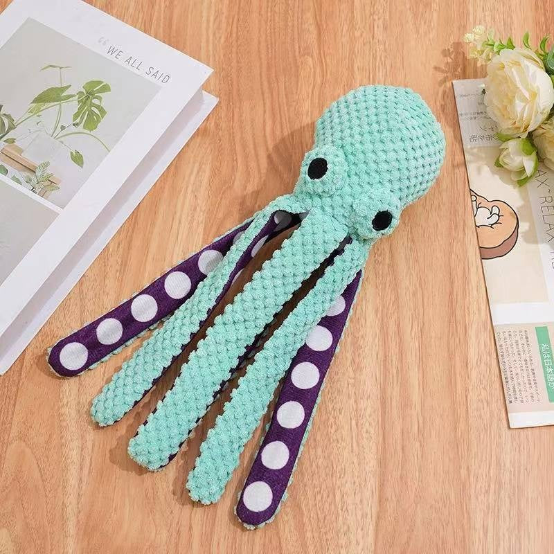 Squeaky Six-Legged Octopus Plush Chew Toy Pets