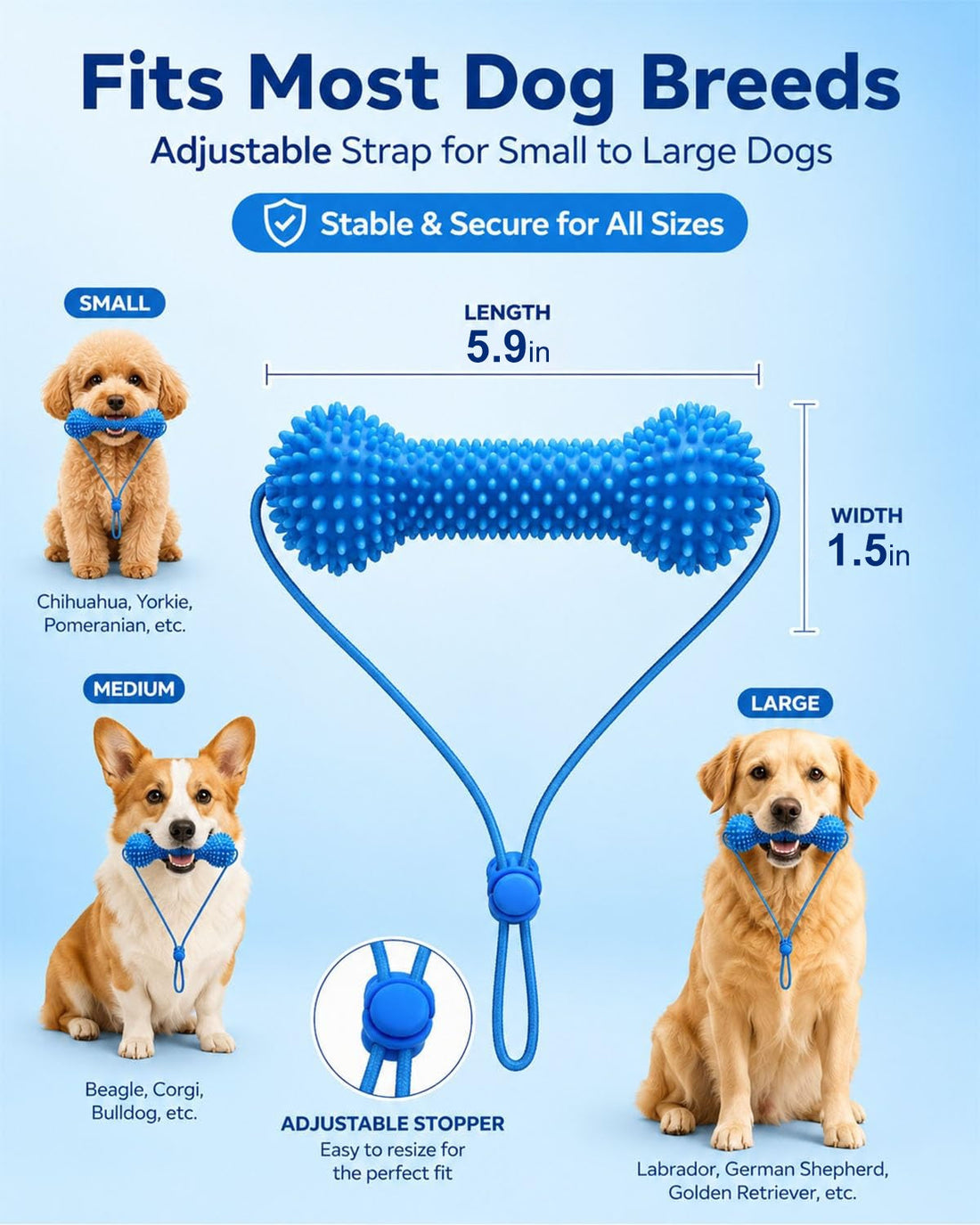 Dual-Action Dog Dental Chew Toy Toothbrush Cleaner