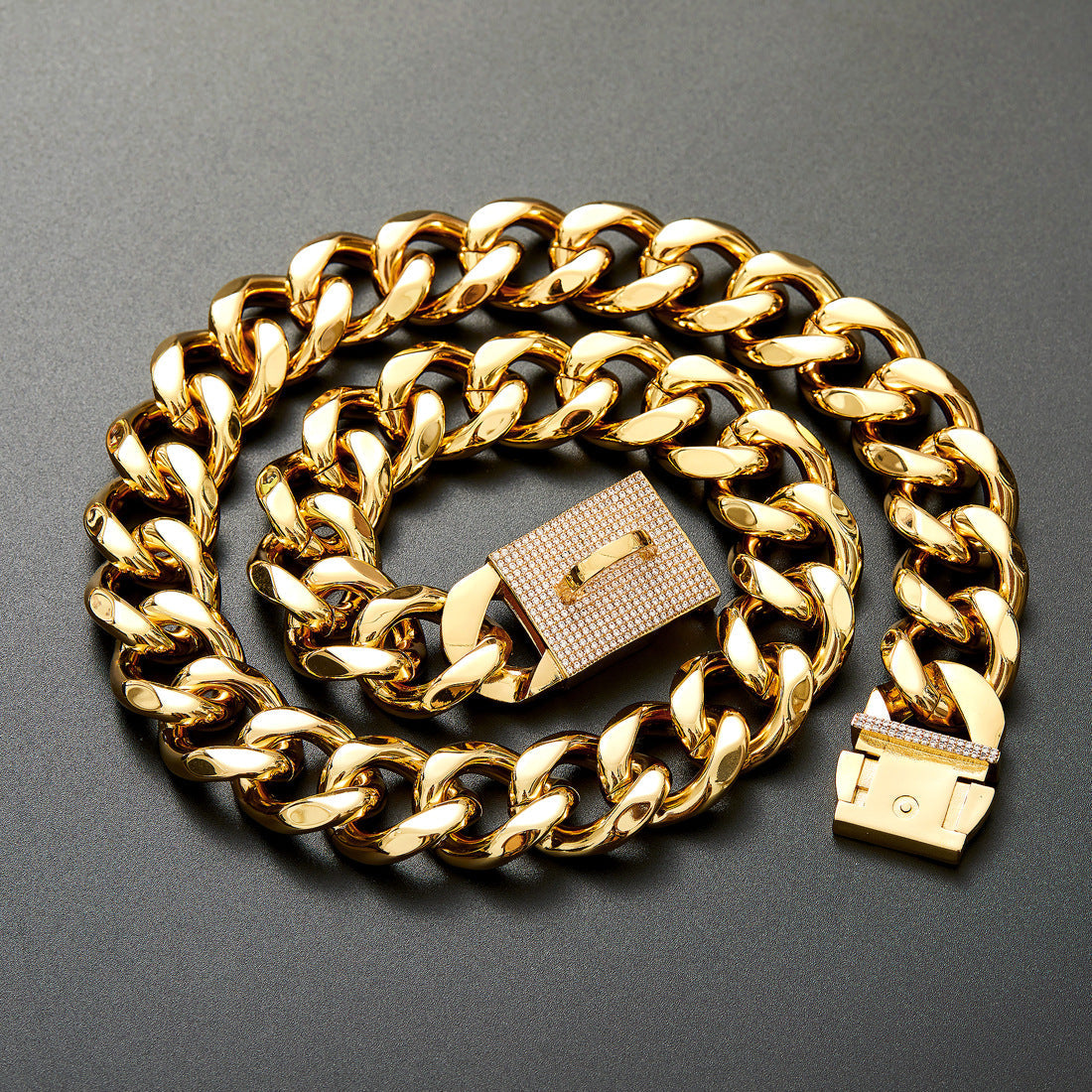 19mm Thick Dog Collar Gold Medium Large