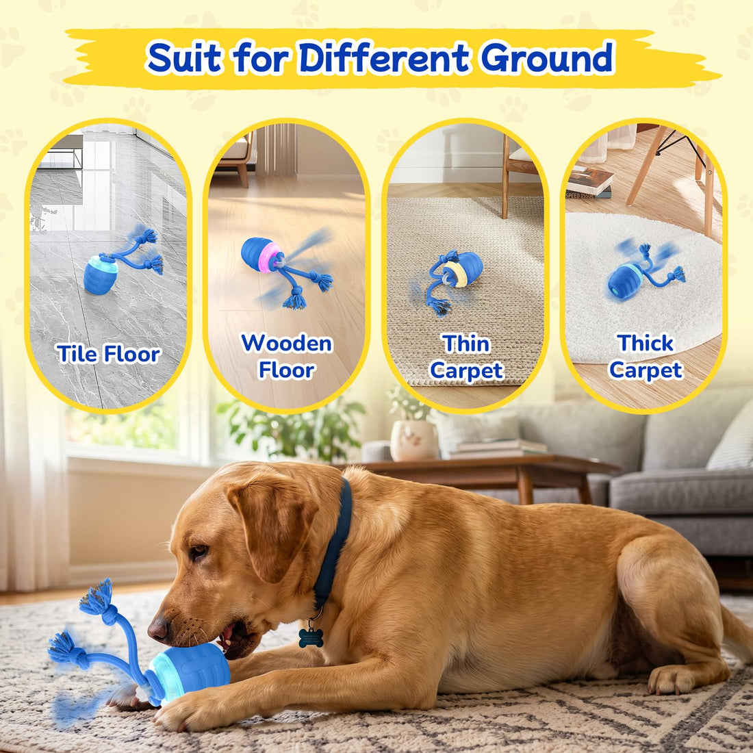 Interactive Automatic Rolling Dog Ball With Rope Toy