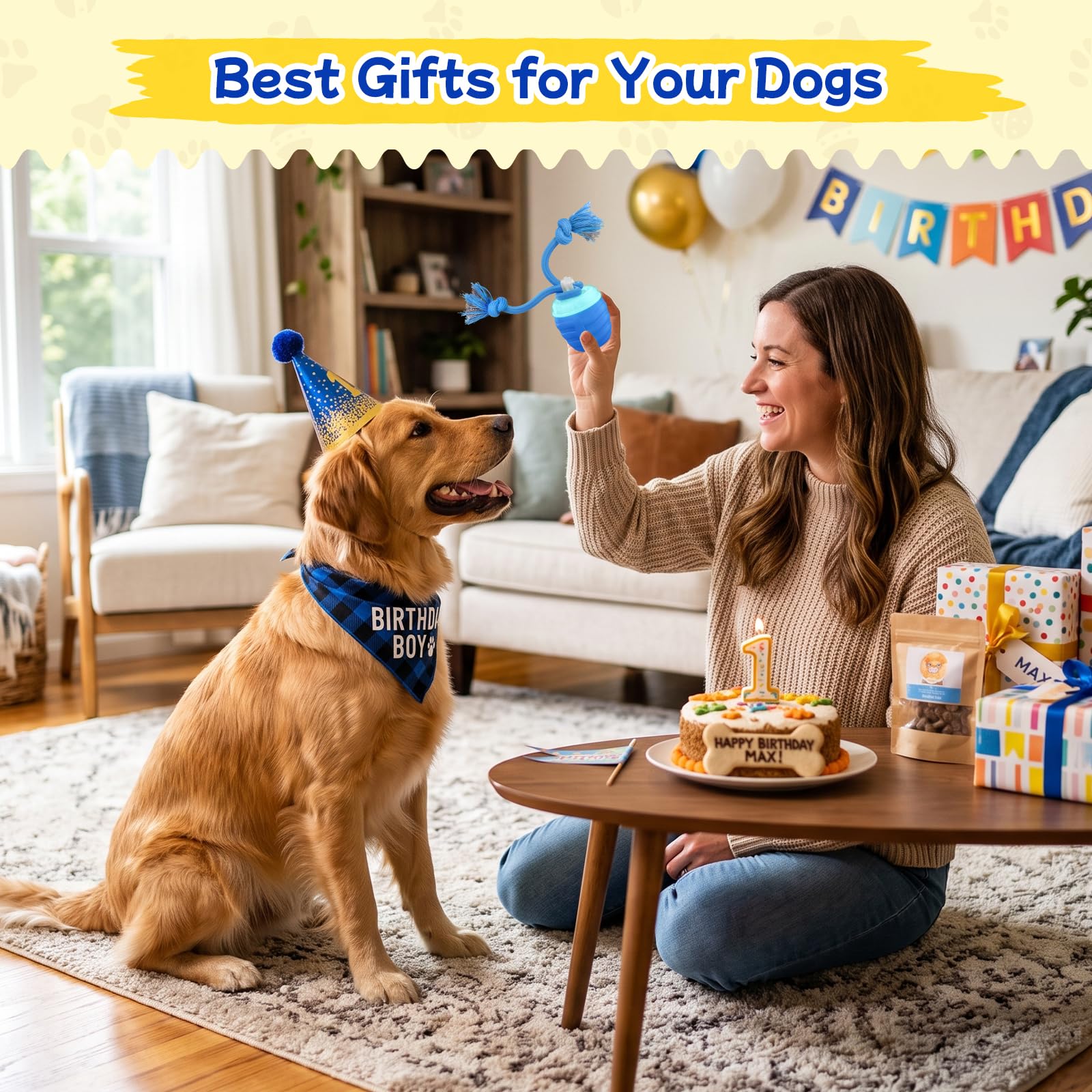 Interactive Automatic Rolling Dog Ball With Rope Toy
