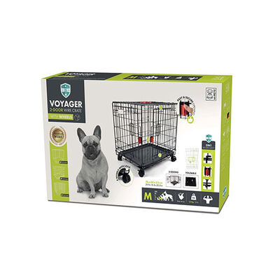 M-Pets Voyager 2-Door Rolling Medium Dog Crate Black